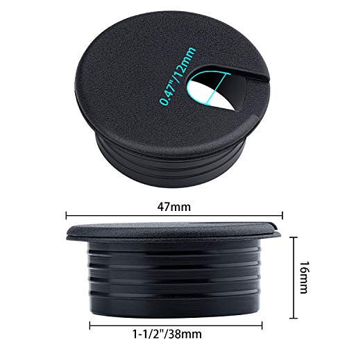 15 Pack 1.5 Inch Desk Cable Hole Cover Grommet - Plastic Wire Cord, Black - color: Black-1.5Inch