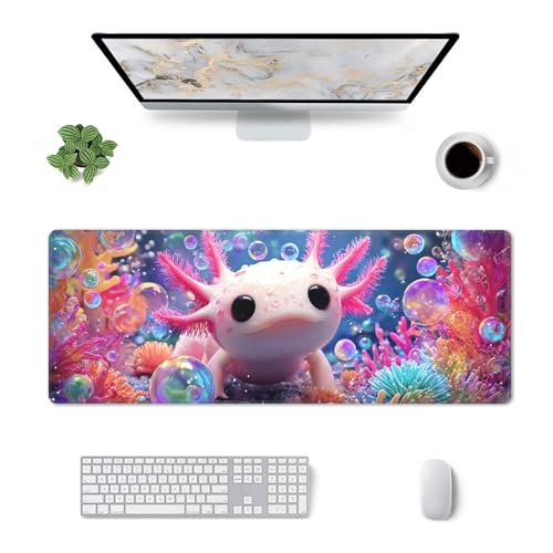 Axolotl Mouse Pad Extended Large Gaming Mouse Pad XL Stitched Edges for Gamer Home Office 31.5 X 11.8 Inch - color: Axolotl