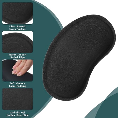 JJUNW 3 Pcs Wrist Rest for Mouse, Silicone Mouse Rest with Non-Slip Base, Black Wrist Pad for Typing Pain Relief, Office, Home, Gaming, Computer