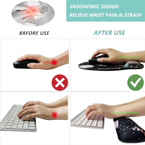 Keyboard Wrist Rest Pad Mouse Pad with Wrist Support Set of 3, Mousepad with Non-Slip Rubber Base, Ergonomic Memory Foam Mouse Wrist Cushion Support for Home Office Laptop Computer Gaming, Snail - color: Snail