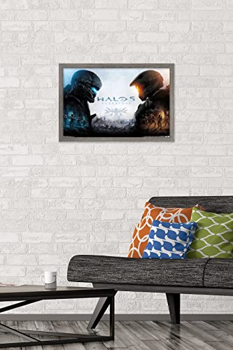 Trends International Halo 5 - Key Art Wall Poster, 22.4L x 14.7W, Barnwood Framed Version - color: Barnwood Framed Version, size: 22.4"L x 14.7"W