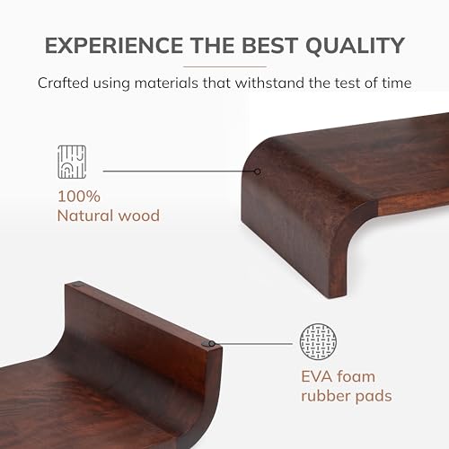 Anji Mountain Wood Monitor Stand Riser Desk Desktop Organizer Table for Home, Office Workspace, Laptop Riser, Ergonomic Design Stand for Gaming Setup, Walnut - color: Walnut, size: Basic Stand Without USB Ports