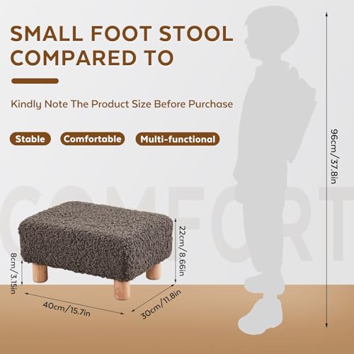 Small Foot Stool Ottoman, Sherpa Footstool Ottoman Foot Rest for Couch, Rectangle Footstools and Ottomans Small for Living Room, Entryway and Bedroom (Brown) - color: Brown (Sherpa)