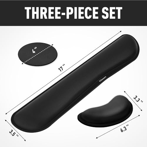Gimars Upgrade Enlarge Silky and Superfine Fabric Gel Memory Foam Keyboard Wrist Rest Set, Ergonomic Keyboard Mouse Wrist Support for Typing Pain Relief, Comfort for Office, Gaming, Computer, Black - color: Black, size: 3-piece set (keyboard rest+mouse re