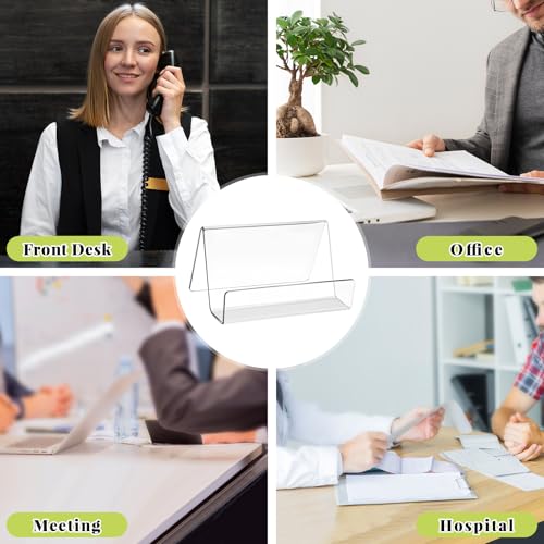 6 Pcs Acrylic Business Card Holder for Desk, Desktop Business Card Stand, Clear Name Cards Display Holder for Exhibition Accessories Home Office, Capacity: 50 Cards - color: Transparent-6pcs