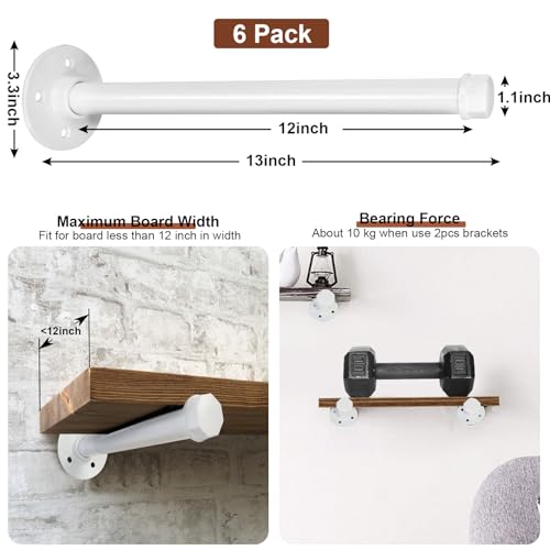 Pintuson 6 PCS Industrial Pipe Clothes Bar 12 Inch - Pipe Clothing Rack Wall Mount - Face Out Closet Rods for Hanging Clothes Commercial Retail Boutique Laundry Shirt Display - White - color: White 12" Clothes Rack