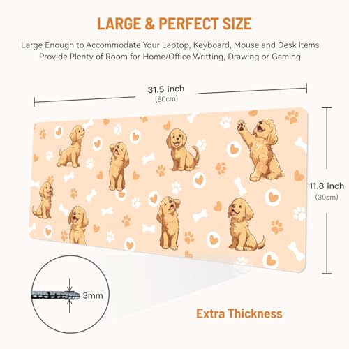 Mousepad Desk Mat Gaming Large Keyboard Cute Office Desktop Computer Laptop Dog XXL Long Giant Big Kawaii Aesthetic Girly Pretty Design Women Girl Gamer Oversized Wide 30x12'' Mousepad - color: Dog