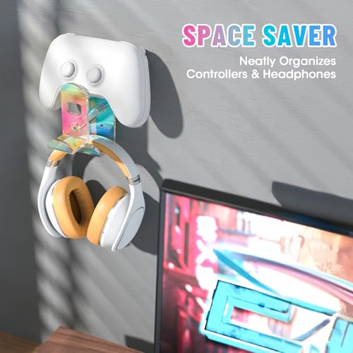NiHome Acrylic Game Controller Wall Hanger Stand - The Ultimate Solution for Organizing Your Gaming Space, Universal Game Controller Holder for Gaming Accessories (Iridescent) - color: Iridescent-1