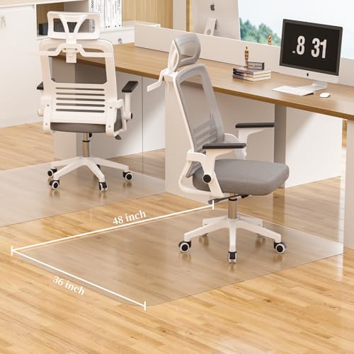 Office Chair Mat for Hardwood Floor, 36" X 48" 2 Pack Chair Mat for Hard Floors, PVC Clear Floor Protector Rug Mat for Home and Office, Can't be Used on Carpet