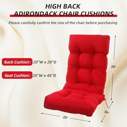 High Back Rocking Chair Cushion, Waterproof and Anti Slip Tufted Rocking Chair Pad with Ties, Rocker Seat Cushions for Indoor, Porch, Outdoor Patio, Wine Red - color: Wine Red, size: Set of 1
