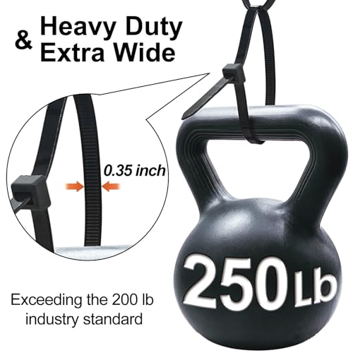 Thick Zip Ties Heavy Duty, 12 inch, Black, 250 lbs High Strength, 500 Pack, Heavy Duty Zip Ties for Outdoor Use, Extra Wide & Strong UV Resistant Cable Ties, Wire Ties, SiKuLin - size: 12" (500 Pack) (250 lbs)