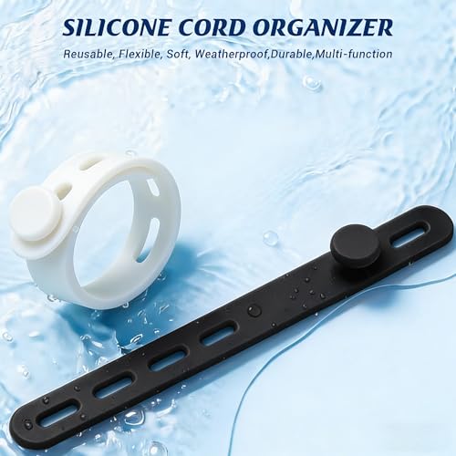24 Pack Silicone Cable Ties, Cord Wrap for Home Office Travel Organizer | reusable, durable, adjustable, waterproof, elastic wire straps, multipurpose desk organization charger cord management holder - color: Multicolor-1