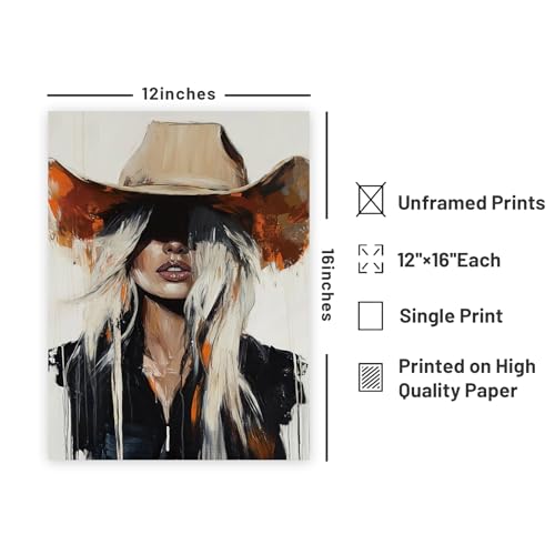 People Wall Art Cowgirl Wall Art Western Poster Trendy Vintage Room Aesthetic Poster Picture 12x16inch Unframed Minimalist Print Painting Funky Wild West Cowgirls Decor for Dorm Apartment Bedroom - color: Brown and black, size: 12"L x 16"W