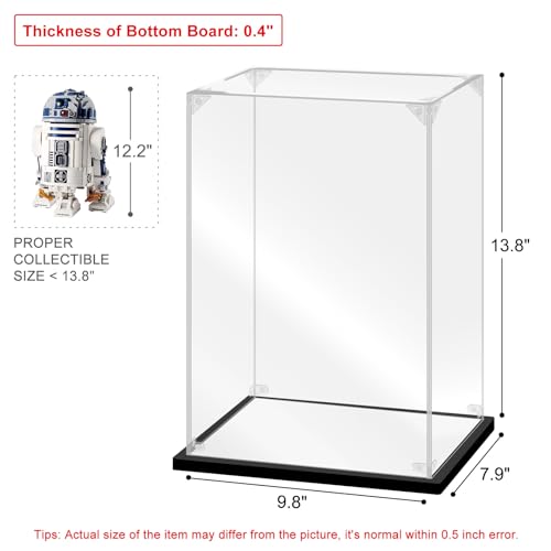 Acrylic Display Case for Collectibles Assemble Acrylic Display Box for Lego 75308 76191 Robot Kits Clear Acrylic Case for Display Trophy Action Figures Toys(Black,9.8*7.9*13.8 inch) - size: 9.8*7.9*13.8 inch