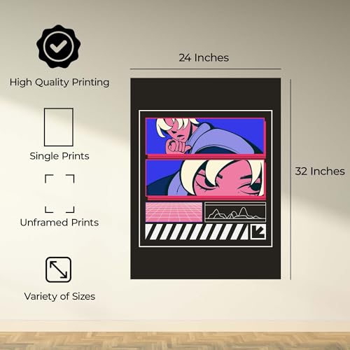 InkFlow Posters Stylized Character Poster - Graphic Digital Art Print - Modern Futuristic Design for Living Room, Bedroom, Office - Trendy Digital Décor - 24x32 Unframed Canvas Print - color: Style-04, size: 24"L x 32"W