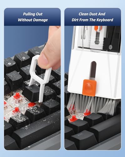 Professional Keyboard Cleaner Laptop Cleaning Kit - Keyboard Cleaning Kit for Computer MacBook iPhone AirPods iPad - Laptop Cleaner with Retractable Brush, 15ml Spray, Microfiber Cloth, Keycap Puller