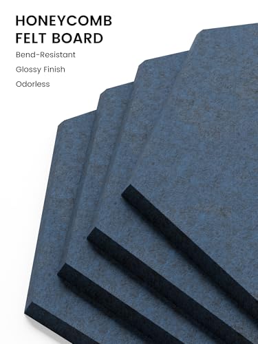 Fluxynara Hexagon Cork Board Alternative for Walls Decor-12-Pack Felt Bulletin Board Tiles,with 70 Adhesive Tabs for Office,Classrooms & Home Pin Board Felt Board-Carbon Blue - color: Carbon Blue-1, size: 12-Pack