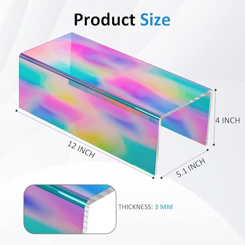 Sezanrpt Acrylic Shelf Riser 12x5.1x4 pack of 2, Iridescent Acrylic Stand for Funko Pop, Collectibles, Brand Store, Home Storage Organizer, 12x5.1x4 Inch - color: Iridescent, size: 12x5.1x4 Inch