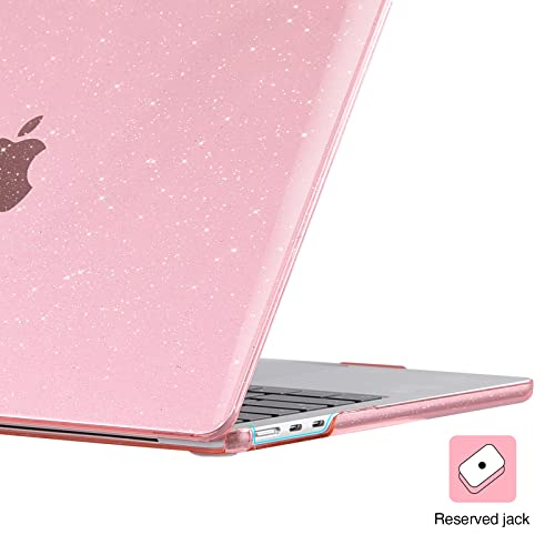 EooCoo Compatible with MacBook Air 13 inch Case M5 2026-2022 M4 M3 M2 Model A3449 A3240 A3113 A2681, Mac Air 13.6 inch Hard Shell & Keyboard Cover & Screen Film & Type-C, Sparkly Pink - color: Sparkly Pink