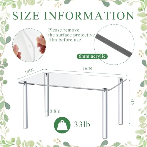 RattanView 1 Pcs 16 Inch Extra Large Acrylic Risers Display Stands Rectangular 4-leg Acrylic Plant Stand, 6mm Thick Clear Shelf Riser Display Stands for Decor Collectibles Figures and Item Photography - color: Acrylic, size: 16×10×8in