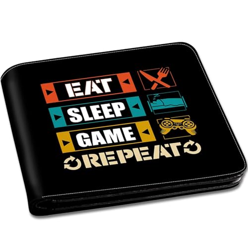 EXXBYELI Boys Wallet Gamepad Leather Wallets Credit Id Card Cash Holder Black Rfid Blocking Zipper Cute Cool Funny Aesthetic Wallets With Coin Pocket Id Window Teen Wallets for Boys Teenager Wallet - color: games-text-22