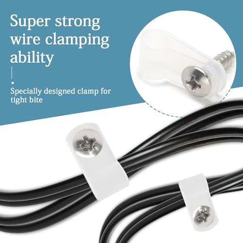 50 Pcs 1/4 Inch White Nylon Screw Mounting R-type Cable Clip Wire Clamp, 6.4mm Cable Clip Wire Clamp for Wire Management, Stainless Steel Screws Includedc - color: 50 Pcs White, size: 1/4
