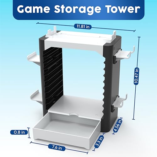 Skywin NS Compatible Nintendo Switch Games Holder, Nintendo Switch Stand, Game Disk Rack, Controller Organizer, Switch Holder Stand for Gamers, Nintendo Switch Accessories (White) - color: White