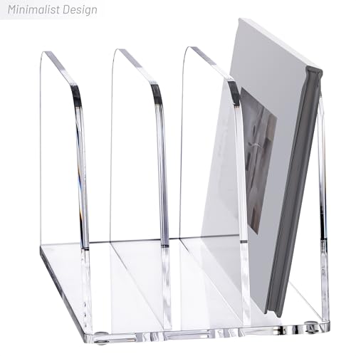 YUXUN Desk File Organizer,3-Section Vertical Clear Acrylic Desk Organizer File Holder Mail Sorter Office Organization for Office Home &Classroom(B5) - style: 3-Section,B5