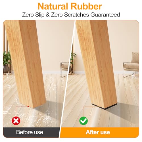 CHUNZEXI Non Slip Rubber Furniture Pads & Grippers, Self Adhesive Round Floor Protectors for Chair & Table Legs and Feet, 3 Inch, 12 Pack, Square - size: 3 inch 12 Square