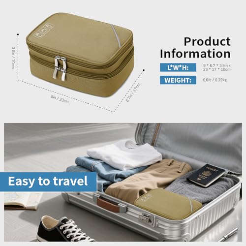 Lanola Electronic Accessories Case,Electronics Travel Organizer, Portable Double Layer Cable Storage Bag for Cord, Charger, Flash Drive, Phone, SD Card,Flash Drive,Adapter - Light Blue - color: 2-Brown