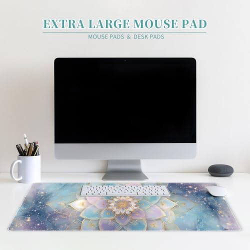 Large Mouse Pad, Big Gaming Mousepad, Desk Mat for Desktop, Thick Non-Slip Waterproof Rubber Base, Mouse Pads for Office, Computer, Keyboard, Laptop 31.5x11.8 in, Mandala Lotus Flower - color: Mandala Lotus Flower, size: 31.5" x 11.8"