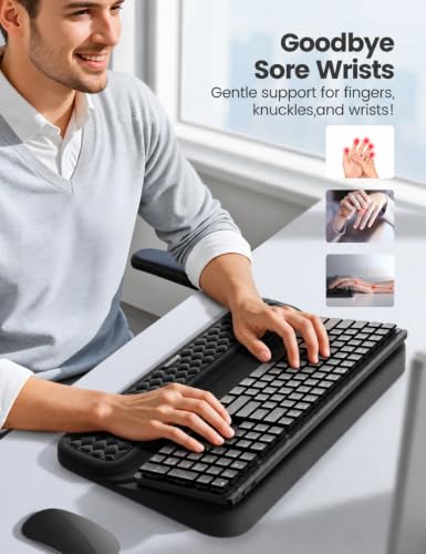 Vaydeer Wrist Rest with Keyboard Stand, Computer Wrist Support Pad, Ergonomic Keyboard Riser Holder Lift Tray with Wrist Pad, Soft Memory Foam Desk Cushion, Palm Hand Typing for Office Home Gift-Black - color: Black