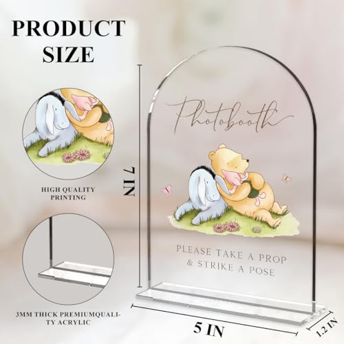 Cute Bear Baby Shower Sign Decor Arch Acrylic 5x7 Inch Sign 02 | Cute Bear Centerpieces Baby Shower & Event Gift Stations Dessert Table Decor - color: BPhotobooth