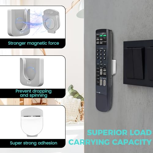 6-Piece Magnetic Remote Control Holder Wall Mount - Self Adhesive Suitable for Tv Backside as Well as Tv Fan and Air Conditioner Remote Controls - color: Gray