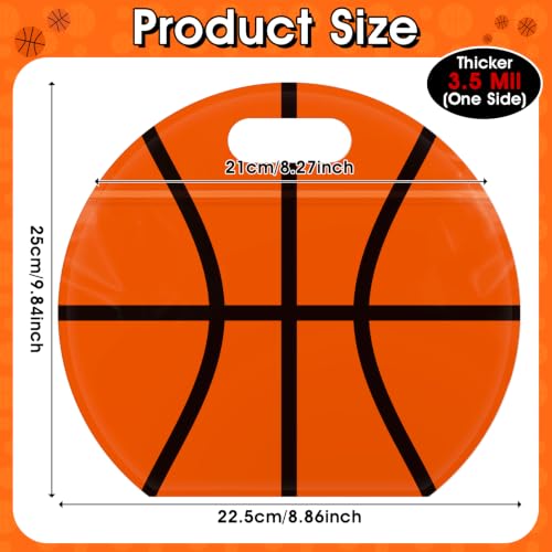 AKAIXI 24pcs 3.5Mil Thickened Basketball Snack Bags Reusable Sealed Bags | with Handle Stand-up Basketball Goodie Bags for Team Practice/Game Day Supplies, Gifts for Football Lovers Players Coache - color: Basketball