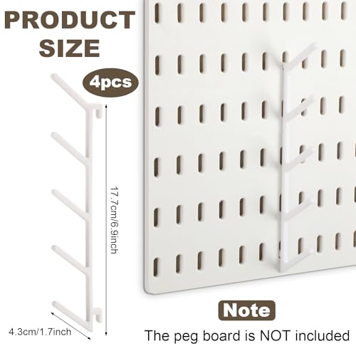 Novabright 4 Pcs White Pegboard 3/5 Spot Thread Hooks Compatible with IKEA Angled Spool Hooks Display Storage Peg Board Accessories Sewing Spools and Threads Organization for DIY Retail - color: White