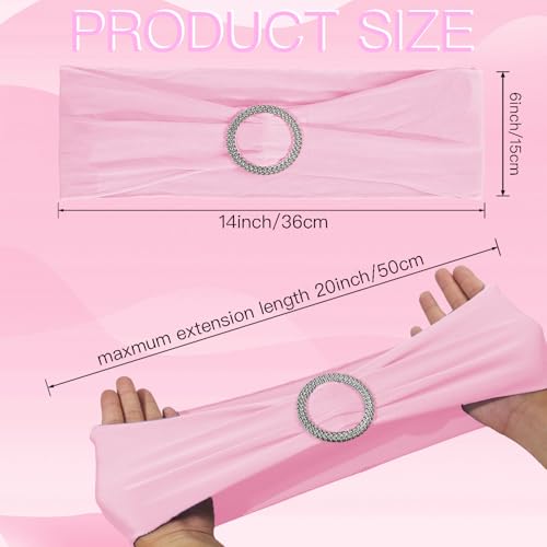 WJWHQ 100PCS Spandex Stretch Chair Sashes Bows Elastic Chair Cover Bands Ties with Buckle Slider for Wedding Party Reception Events Universal Ceremony Banquet Decorations(Pink) - color: Pink