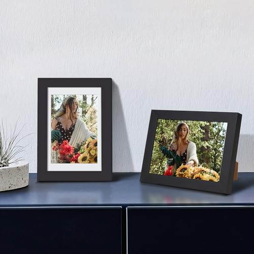 upsimples 4x6 Picture Frame, Display Pictures 3.5x5 with Mat or 4 x 6 Without, Wall Hanging Photo Frames, Black, 1 Pack - color: Black, size: 4x6