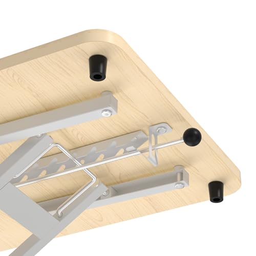 Decoholic Light Wood Small Single 24 inch Scissors Lift Keyboard and Mouse Riser ,Height Adjustable Standing Desk Converter,for Ergonomic Sit Stand Workstations (24 inch NW)