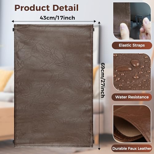 Headrest Cover for Recliner Chair Recliner Headrest Protector Faux Leather Headrest Cover with Elastic Straps Couch Headrest Covers for Furniture Sofa Protector Office Chair 17 x 27In(Brown) - color: Brown, size: 17x27 in
