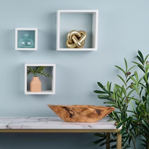 MELANNCO Floating Square Cube Shelves, for Bedroom, Living Room, Bathroom, Kitchen, Nursery, White (Pack of 12) - color: White, size: Set of 12