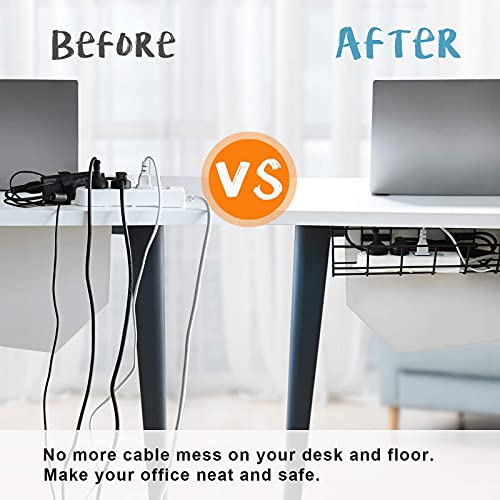 Under Desk Cable Management- 2 Pack Cord Organizer. Metal Wire Cable Management Tray for Office, Studio and Home. Super Sturdy Under Table Cable Management - Black Cable Organizer - color: Black*2Pack