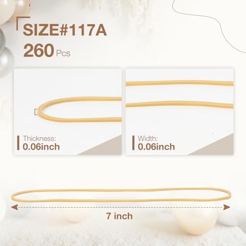 Long Rubber Bands for Balloon Arch (260pcs) Size #117A Stretchy Elastic Ligas for DIY Wedding, Birthday & Shower Decorations - Large Elastic Bands for Office Supplies Trash Cans File Folders