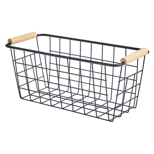 Black Metal Hanging Baskets with Handle, Wire Wall Storage Organizer with Hooks, Adhesive baskets for Kitchen, Bathroom, Pantry,Spice Rack, Cabinet Organizer, Shower Caddy 4-Pack - size: 4 Pack