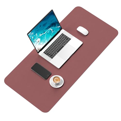 Hsurbtra Desk Pad, 30" x 14" PU Leather Desk Mat, XL Extended Mouse Pad, Waterproof Desktop Blotter Protector, Non-Slip Ultra Thin Large Laptop Keyboard Writing Mat for Office Home, Brick Red - color: Brick Red, size: 30" x 14"