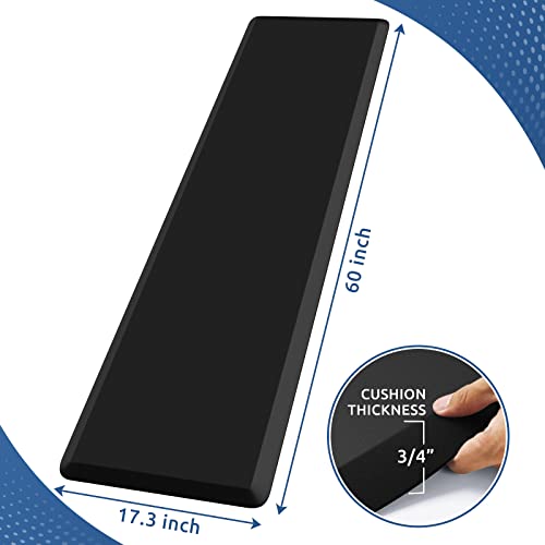 KitchenClouds Kitchen Mat Cushioned Anti Fatigue Kitchen Rug 0.8inch Water Resistant Non Slip Kitchen Rugs and Mats Standing Desk Mat Comfort Floor Mats for Kitchen Sink Office (17.3"x60",Black) - color: Black, size: 60"L x 17.3"W x 0.8"Th