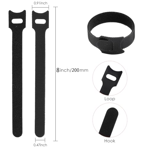 MVYC 150PCS 8 Inch Reusable Cable Ties Wire Ties Cord Organizer Cable Organizer Adjustable Cable Management Black - size: 8 Inch (Black)