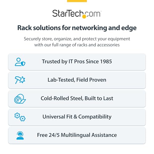 StarTech.com 4U Wall Mount Network Rack - 14 Inch Deep (Low Profile) - 19" Patch Panel Bracket for Shallow Server and IT Equipment, Network Switches - 44lbs/20kg Weight Capacity, Black (WALLMOUNT4) - size: 4U