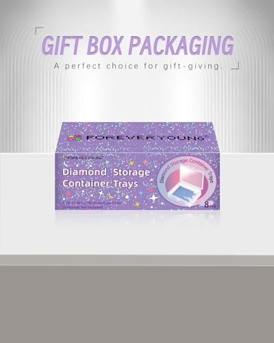 forever young 8pcs Diamond Painting Storage Containers Trays, Diamond Painting Accessories Diamond Painting Trays with Lids, 2-in-1 Diamond Art Storage, Bead Storage & Line-Up, Purple Box - size: 8pcs Refill set