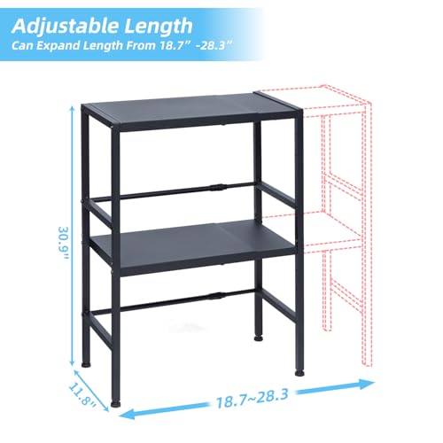2-Tier Expandable Metal Storage Shelves, 150LBS Heavy Duty Shelving Units and Storage,Adjustable Utility Organization and Storage Shelf Rack For Kitchen Garage Laundry Bathroom Pantry Warehouse - size: 2 Tier:11.8"D x 28.3"W x 30.9"H